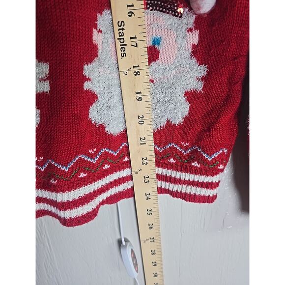 Santa Sequined Christmas Sweater Womens Large Festive Holiday Cozy Ho Ho Ho - Picture 11 of 12